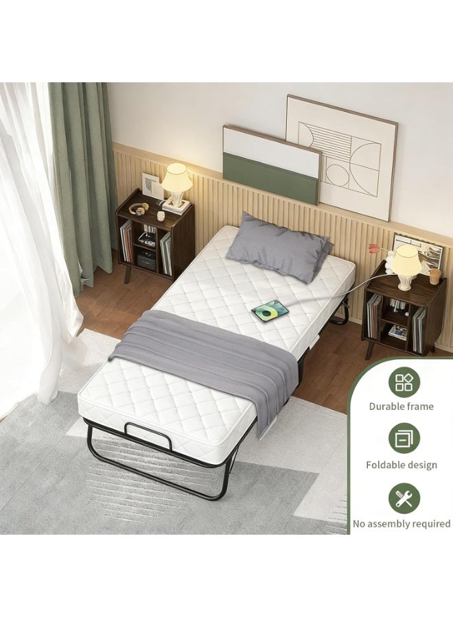 يواوليتي سرير قابل للطي مع مرتبة من الإسفنج المرن، سرير قابل للطي محمول بإطار معدني، أسرة كبيرة قابلة للطي للبالغين، أسرة قابلة للطي للمنزل والمكتب - Image 4